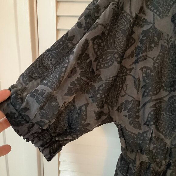 Jill Stuart dress Agathe one shoulder 10 black brocade damask silk black grey - Picture 5 of 12